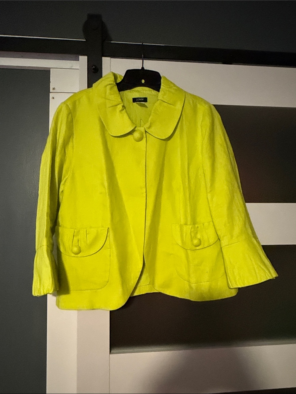 J. Crew Lime Green Round-Collar Button Jacket